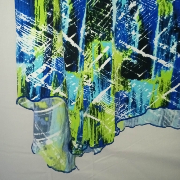 Abstract Blue and Green Women's Skirt - Picture 2 of 7